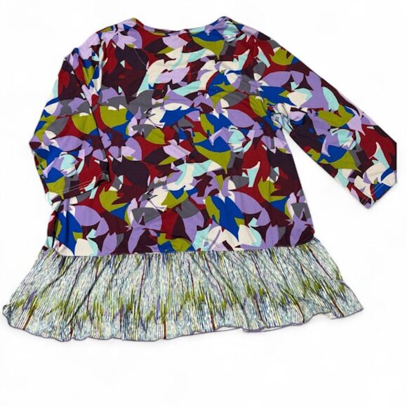 Logo Tunic M Purple Blue Retro 70's Peplum 3/4 Sleeve Whimsical Boho Artsycore - Picture 6 of 6